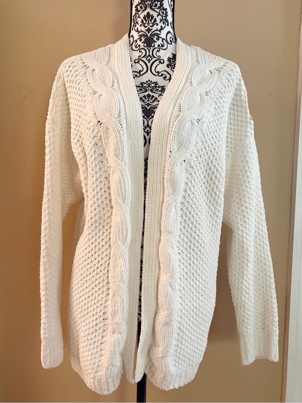 Hollister Cream Cable Knit Open-Front Women's Sweater Cardigan